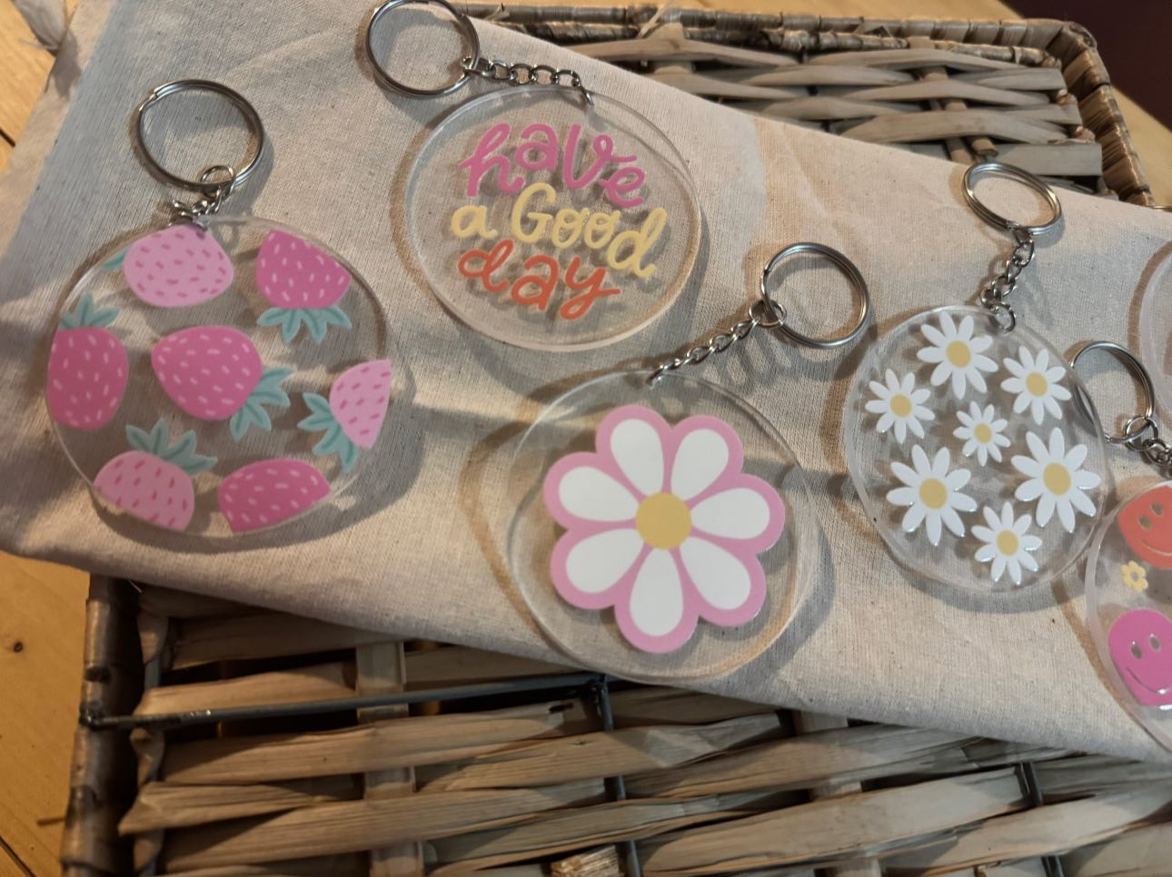 Retro Acrylic Keychains – Cute & Positive Vibes Collection