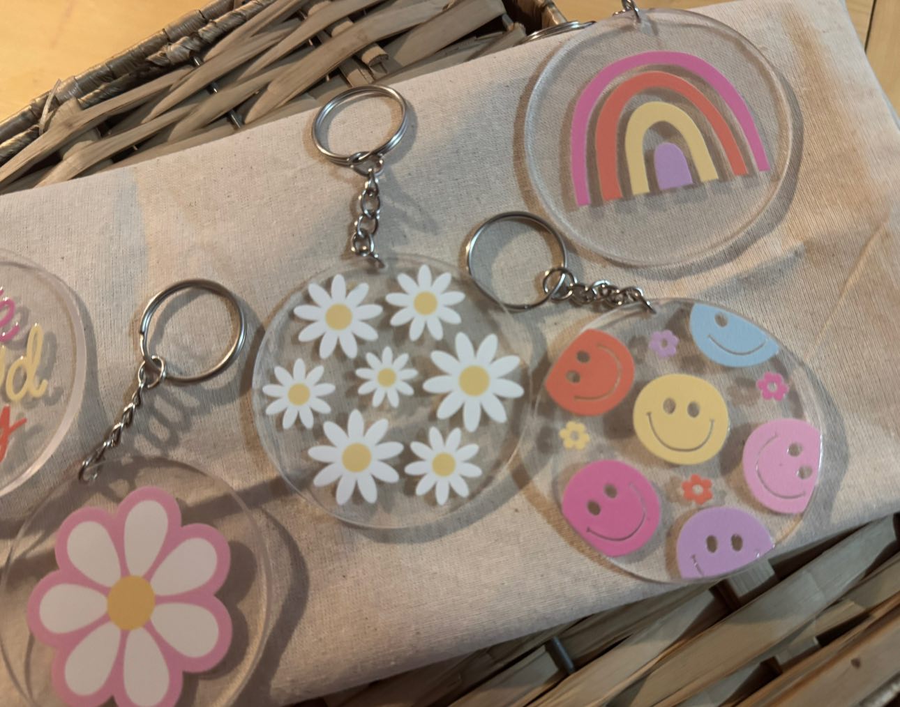 Retro Acrylic Keychains – Cute & Positive Vibes Collection