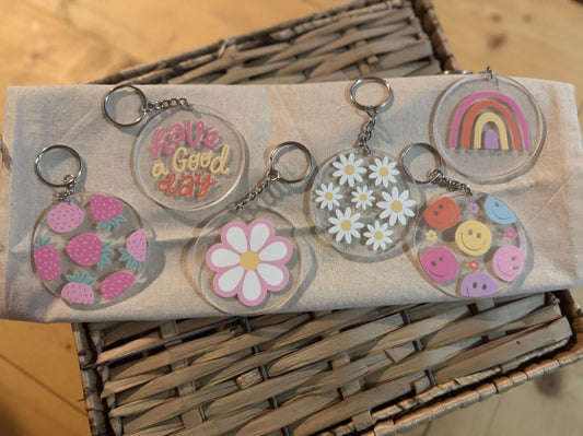 Retro Acrylic Keychains – Cute & Positive Vibes Collection